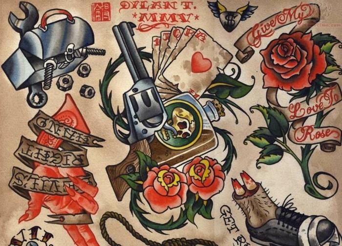 Lepa tetovaža s polno roko old school rockabilly tattoo model armadillo