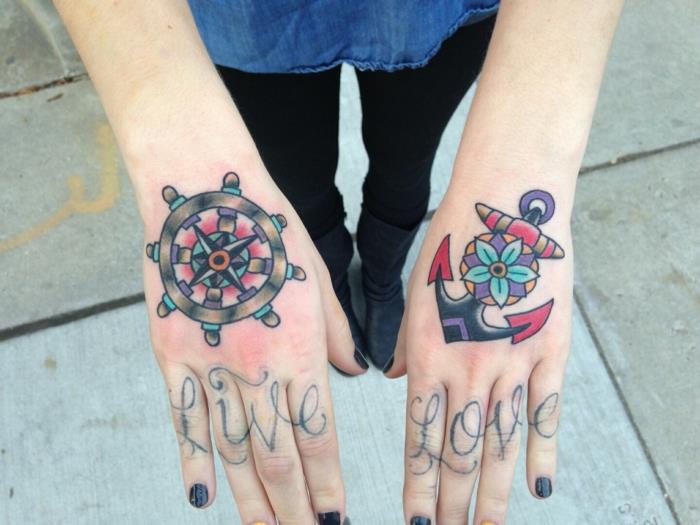 tetovaža pajkove mreže, kar pomeni morsko vintage tattoo sidro tattoo na roki