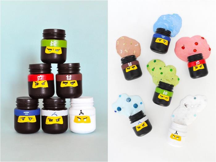 Pūkuotos gleivės „Ricetta con dei coloranti“, konservai „Lego Ninjago“ plastikiniuose baratoliuose