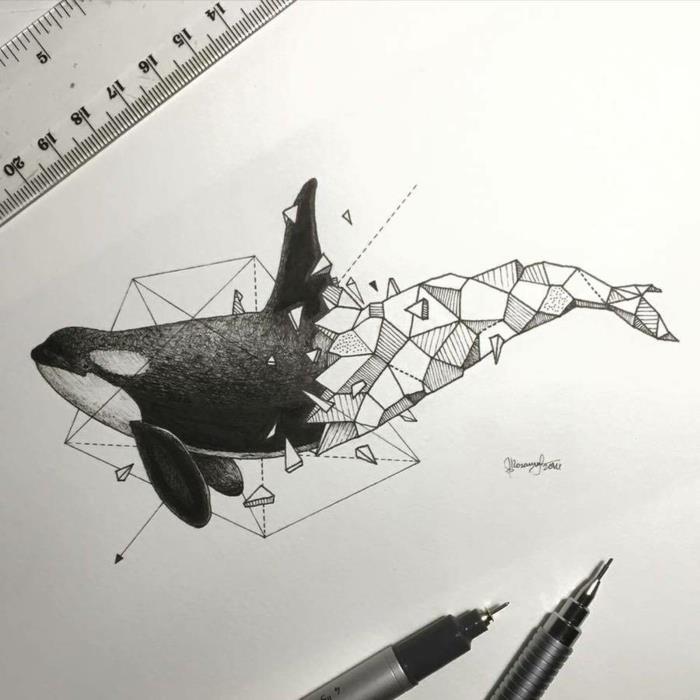 Geometri sembolü çizimi kendi kendine geometrik hayvan ve gerçek yapmak için basit çizim, geometrik şekillerle çizim yapma