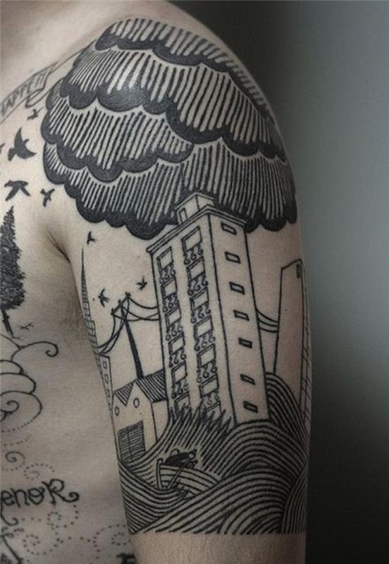 gražiausias tatuiruotė vyras debesis tatuiruotė audra debesys lietus