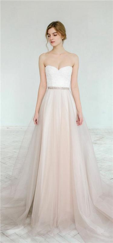 paprasta ir pigi vestuvinė suknelė-vestuvių rožinė ir balta