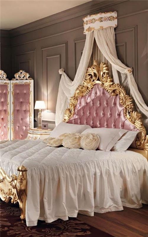 baročna postelja-fantastična-spalnica-vzglavje-roza-oblazinjena