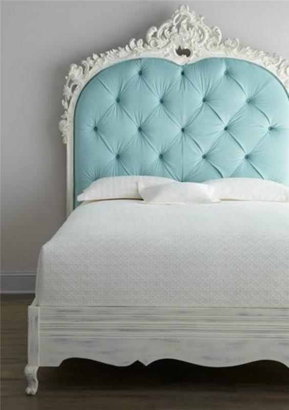 baročna postelja-vzglavje-modro oblazinjeno