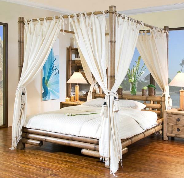 postelja iz eksotičnega dizajna iz bambusa