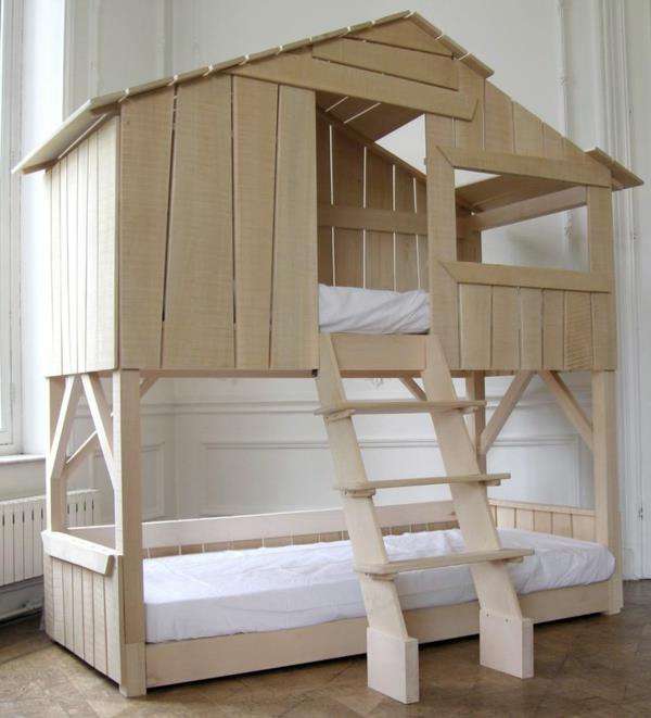 otroška postelja-lesena-hiša