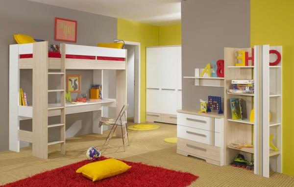 podstrešna postelja-z-mizo-otroška-spalnica-v oranžni barvi (2)