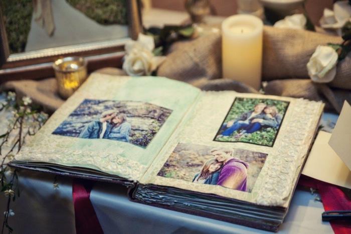 Mūsų vestuvių svečių knygos idėja vestuvių svečių knyga, skirta audinių iškarpų knygai pritaikyti