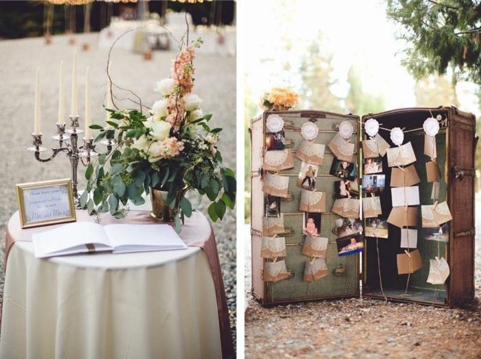 Ritualinės vestuvių svečių knygos rožinės ir pilkos vestuvių originalios idėjos svečių knygos lagamino žinutės