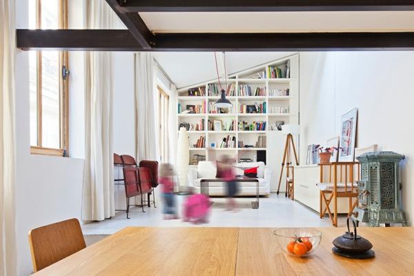 Paris-loft-entegre-kütüphane