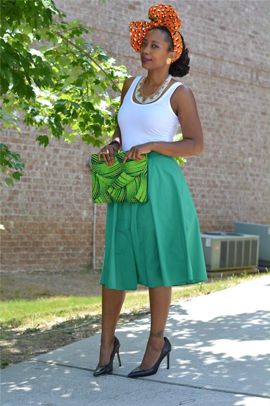 Şık afrika elbisesi 2018 afrika şık peştemal elbise orta uzunlukta yeşil etek
