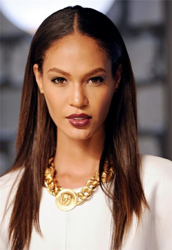 srednje degradirani lasje, Joan Smalls, ideja o afro ženski pričeski, spremeni pričesko, trendovski videz, ravni lasje
