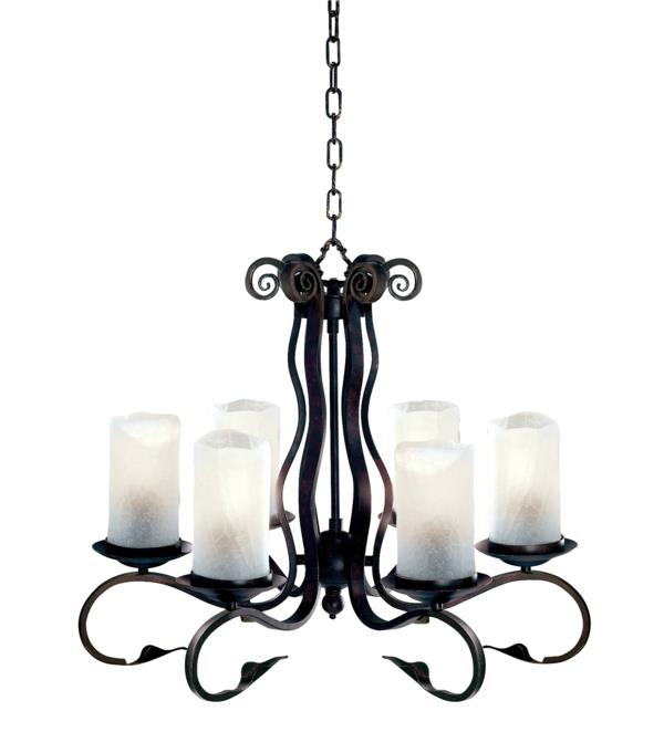 rustic-brown-scroll-chandelier-crackle-white-glass