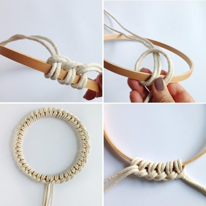 makrame vozel, bež vrv, koraki, skandinavski dekor, diy macrame