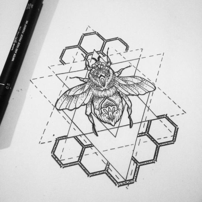 Sevimli arı geometrik şekillerle bir çizgi çizin