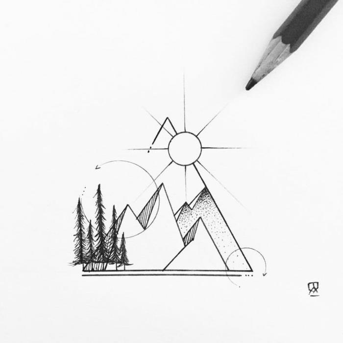 kolay geometrik çizim kolay fikir dağlar nasıl çizilir