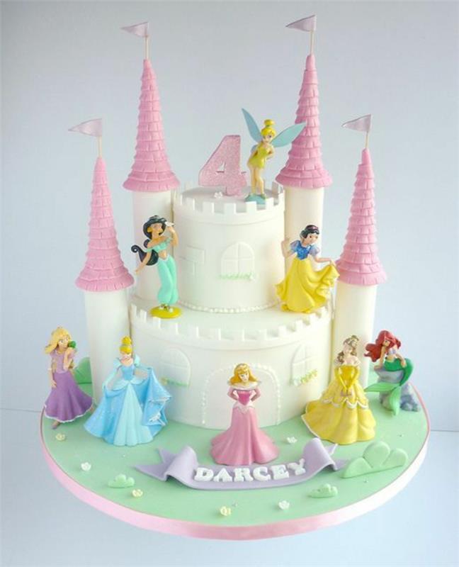 Princesės pilies formos tortas Disnejaus princesės pilies gimtadienio tortas