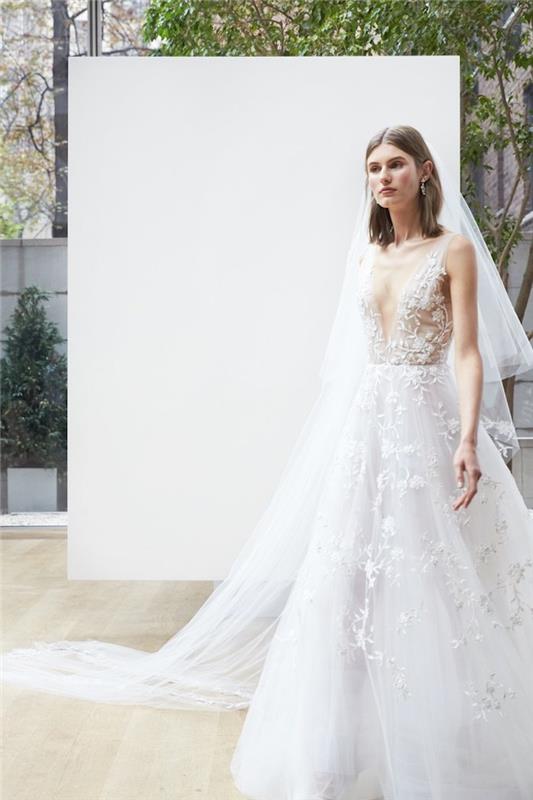 Pelėda vestuvinių suknelių idėjų kolekcija 2018 metų pelėdos vestuvinė suknelė moterims nuotaka didelė V formos iškirptė