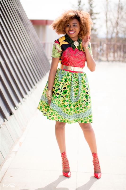 Afrika etnik elbise şık Afrikalı kadın kıyafeti bahar için renkli elbise fikri