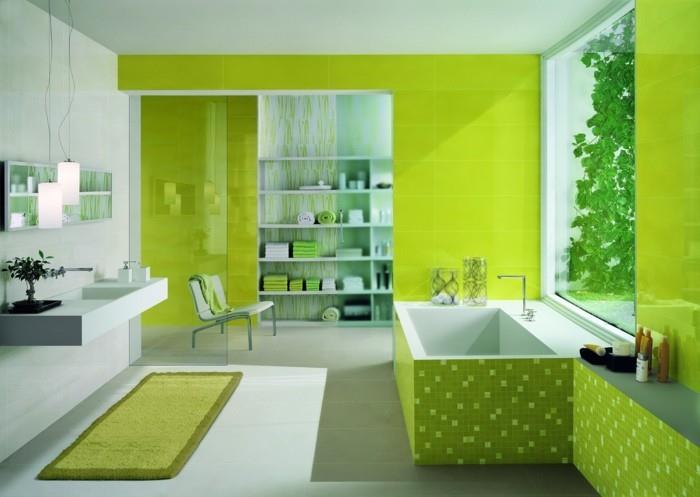 gražus-vonios kambarys-žalios-plytelės-plytelės-modernus-vonios kambarys-balta-siena-žalia kilimas