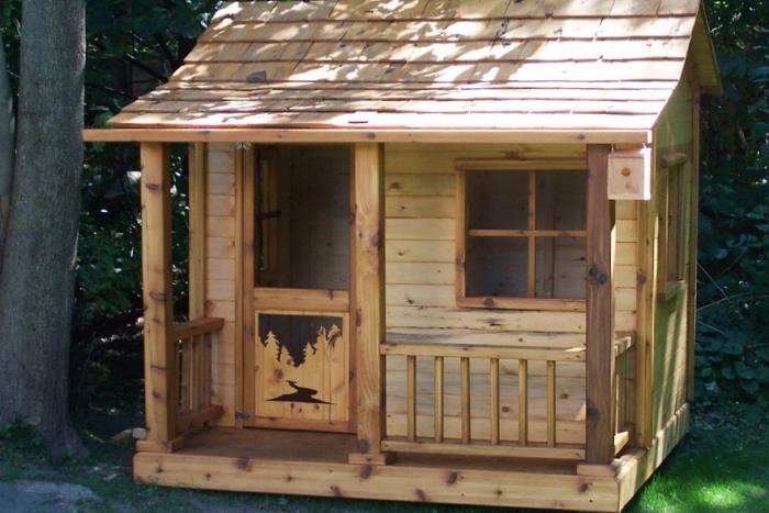 koča ideja za otroke, kako sami narediti leseno hišo za vrt, ustvariti zunanje igrišče