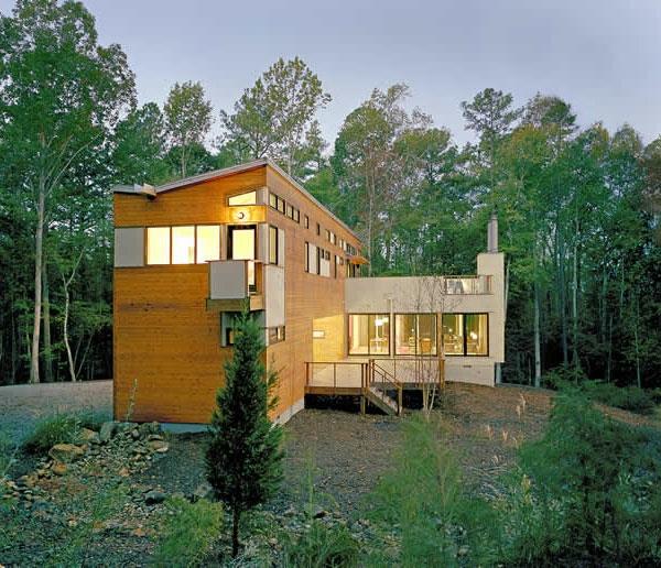 modularne hiše v gozdu