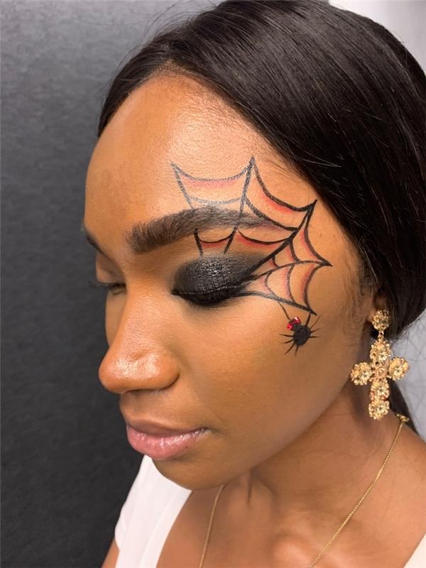 izvirna enostavna ličila za noč čarovnic sijoča ​​črna senčila za risanje pajkove mreže v uhanih iz črnega rdečega zlata