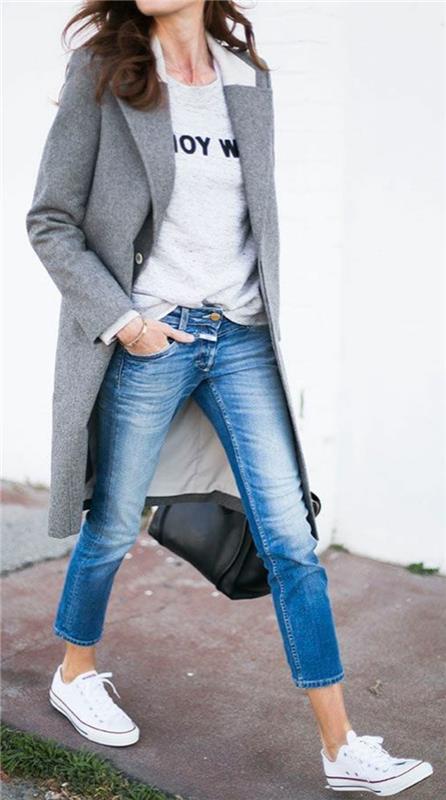 camaieu-gri-denim-mavi-ceketli-beyaz-spor ayakkabı-modern-kadın-kot-ve-t-shirt