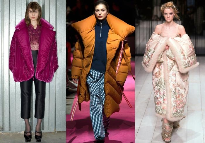 kış stili 2018, büyük boy sıcak kadın aşağı ceket, büyük yaka, leylak, koyu sarı, işlemeli pembe ceket