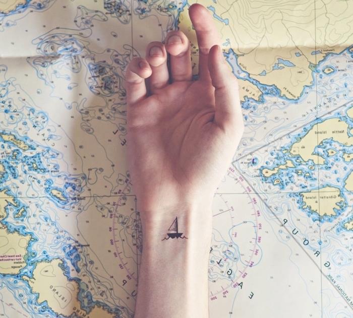 ljubke preproste tetovaže, zemljevid sveta, tetovaža zapestja