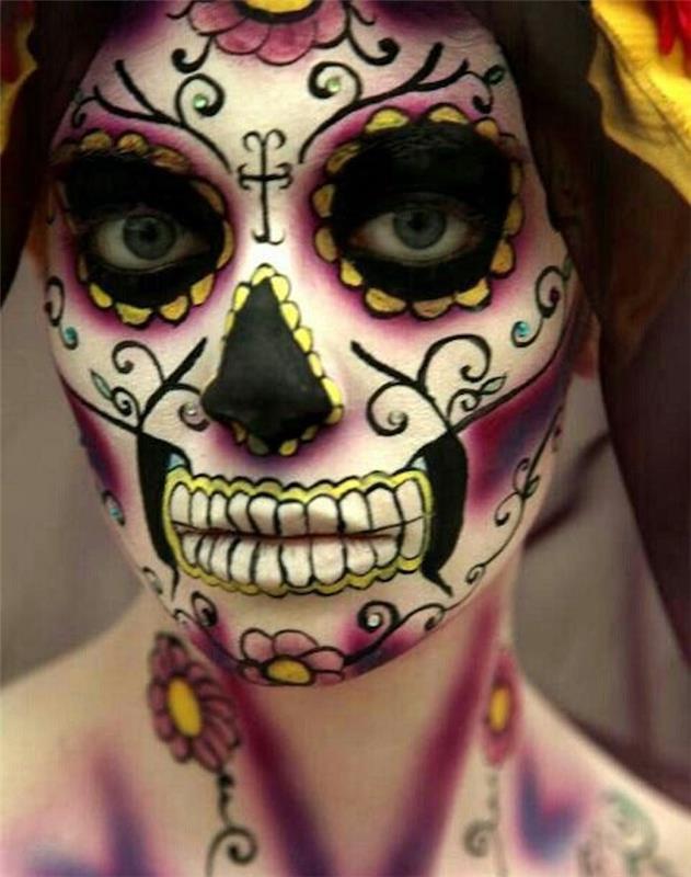 dia de los muertos spalvos kaukolės makiažas calavera party