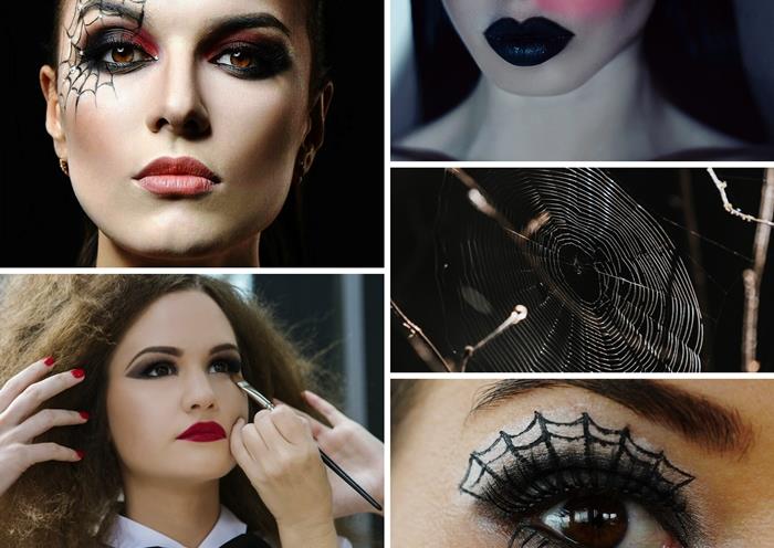 halloween makeup ženska make up tehnika risanje na obrazu enostavno risanje pajkova mreža črni svinčnik