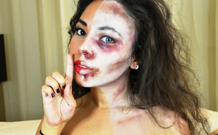 halloween-makeup-woman-zombie-makeup-polovično spremenjena velikost