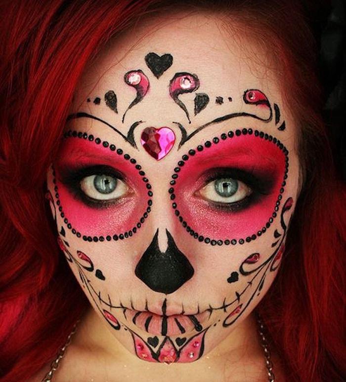 makiažo saldainiai kaukolė Meksika idėja užmaskuoti mirusiųjų skeleto Helovino dieną