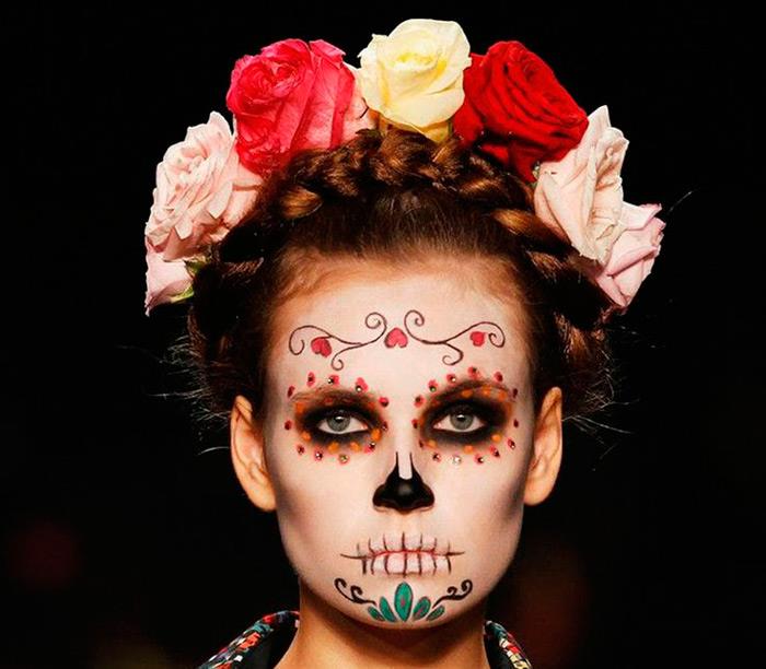 dia de los muertos makiažo meksikietiškos kaukolės kostiumas