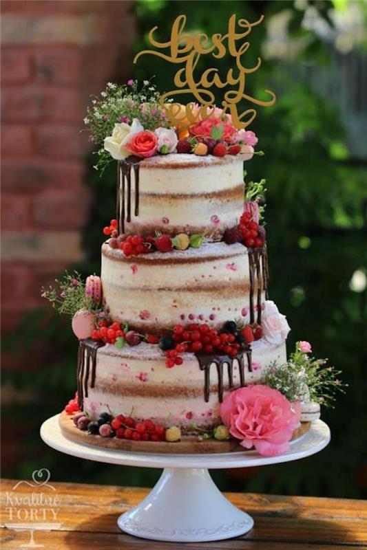 Pakopinis vestuvinis tortas, vestuvinio torto idėja, vyšnia ant vestuvinio torto