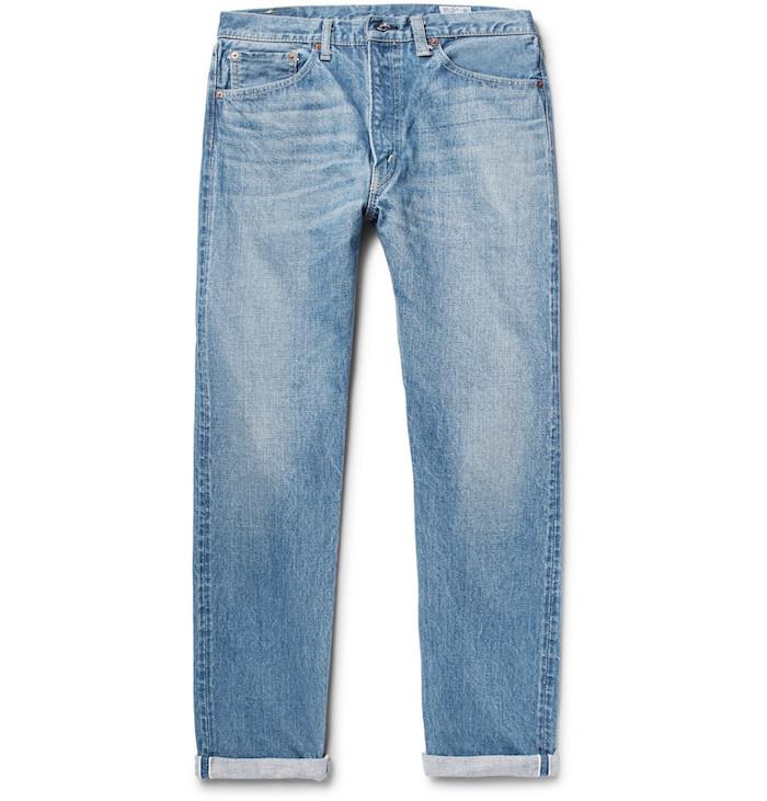 Skalbti vyriško stiliaus džinsai, prekės ženklas 107 „Washed Selvedge OrSlow“