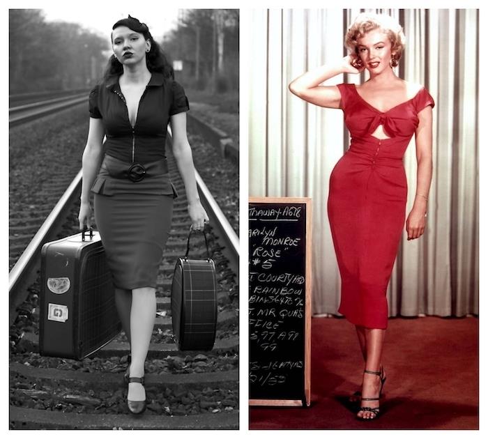 Marilyn ve 50'lerin stilini, 50'lerin modasını, 50'lerin elbisesini, 50'lerin modasını seven başka bir kadın