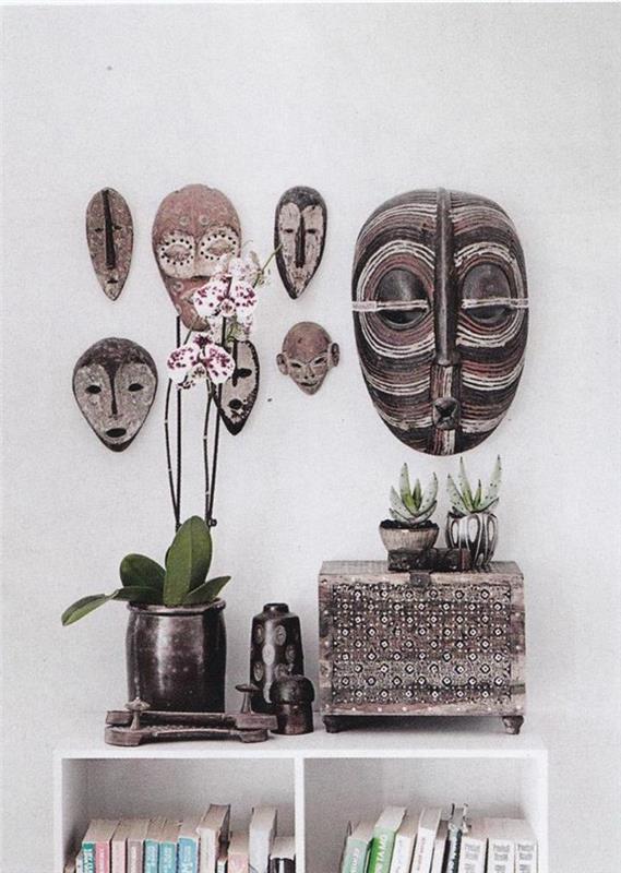 Afriške maske-rastline-knjige-orhideje-skrinja