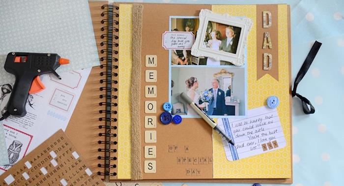 Vestuvių prisiminimų knyga, puslapio idėja „pasidaryk pats“ nuotraukų albumui, kaip padaryti „scrapbooking“ knygą