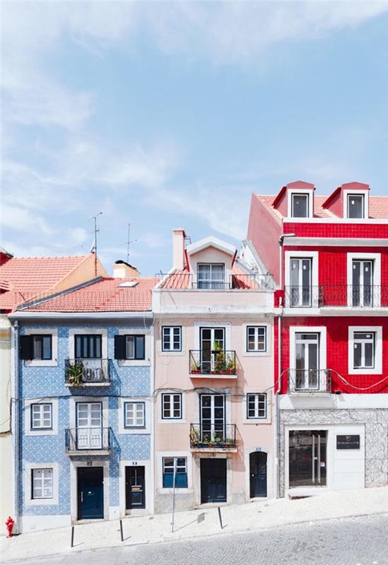Lizbonske tapete pokrajina pisane hiše, najlepša mesta na svetu, urbana fotografija
