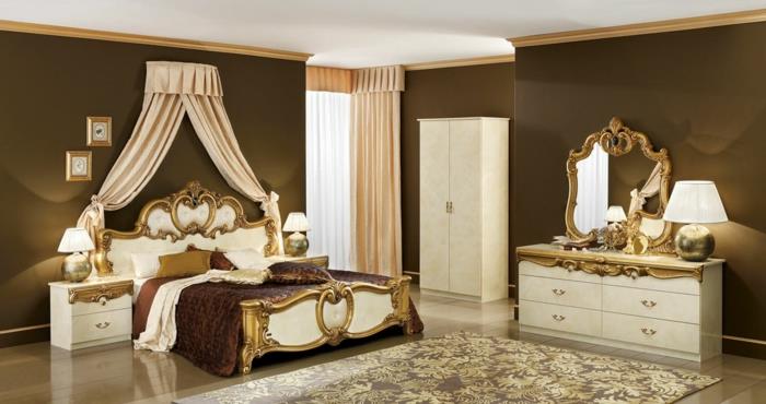 barok mobilya, barok yatak örtüsü, patinajlı süslemeli mobilyalar