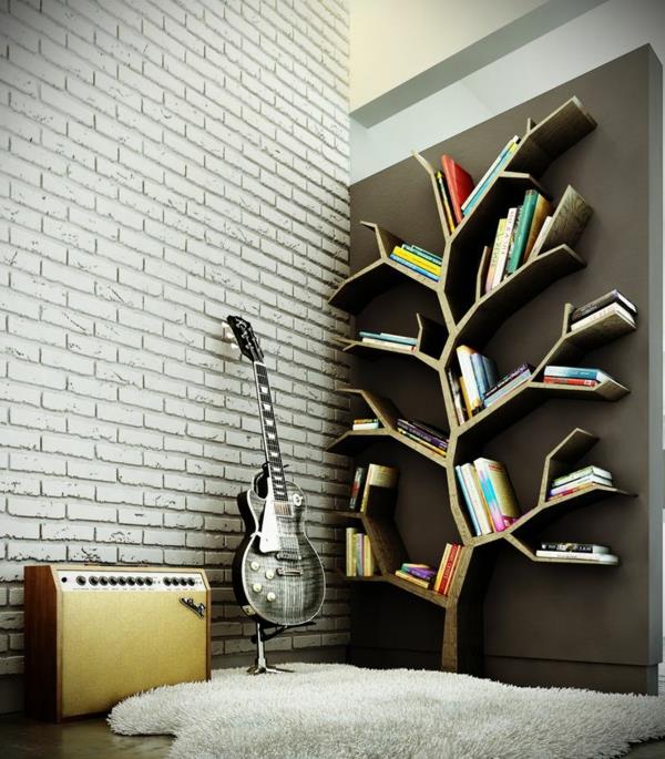 ağaç şeklinde kitaplık-dolap