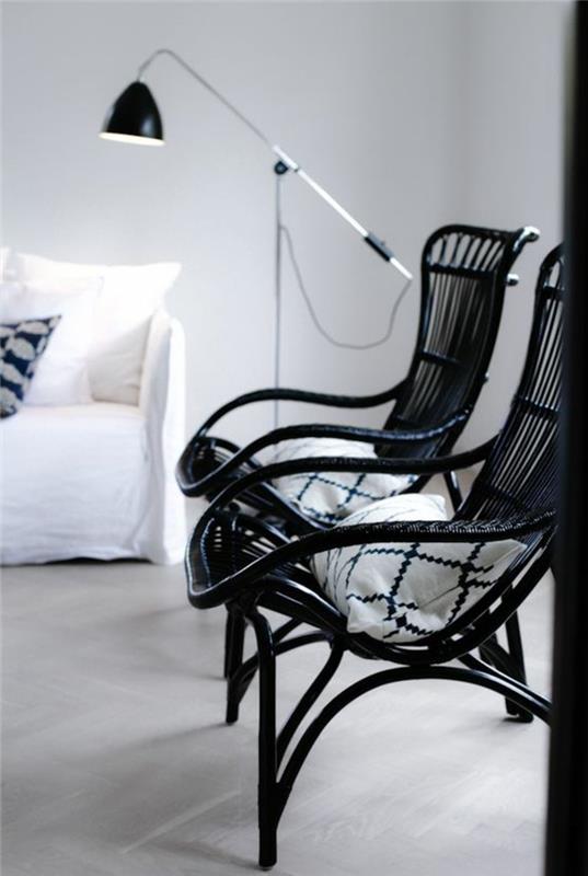 rotango baldai-rotango-foteliai-balti-pinti-foteliai-svetainė-rotango dizaino-juodos-rotango kėdės