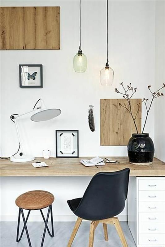 računalniško pohištvo-stol-črne-lesne svetilke