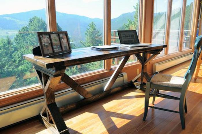 računalniško pohištvo-velika okenska stola-lesena tla