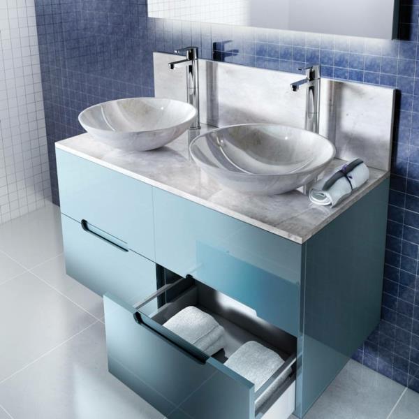 mavi-çift lavabolu banyo dolabı