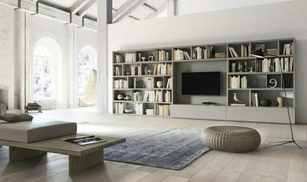 baltai lakuota televizoriaus spintelė su knygų spinta