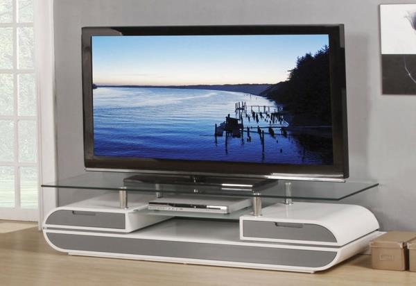 minimalistinė-baltai lakuota televizoriaus spintelė