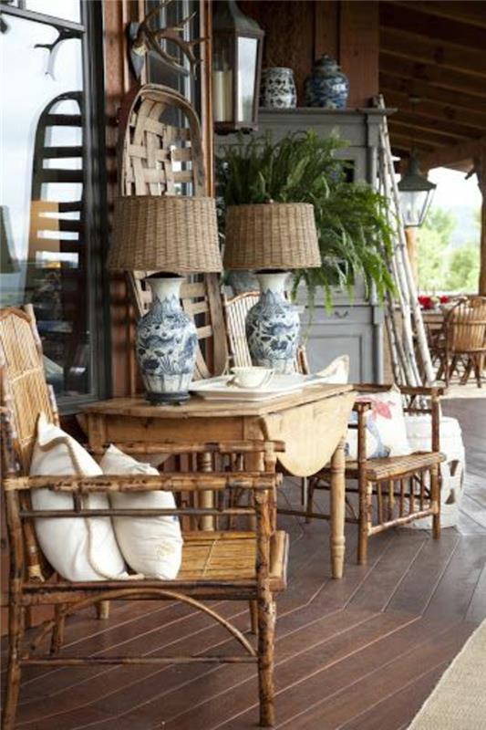 bambuko baldai-nebrangūs-namo verandos grindų-grindų-tamsiai rudos spalvos